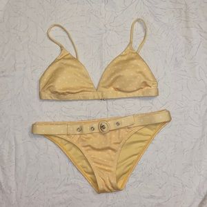 BILLABONG Salty Blonde Yellow Polka Dot Bikini Set